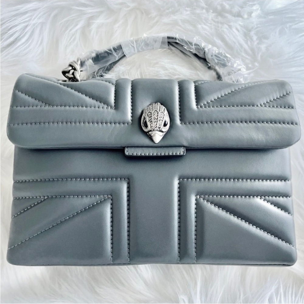 KURT GEIGER LONDON Kensington Quilted Leather Shoulder Bag Grey